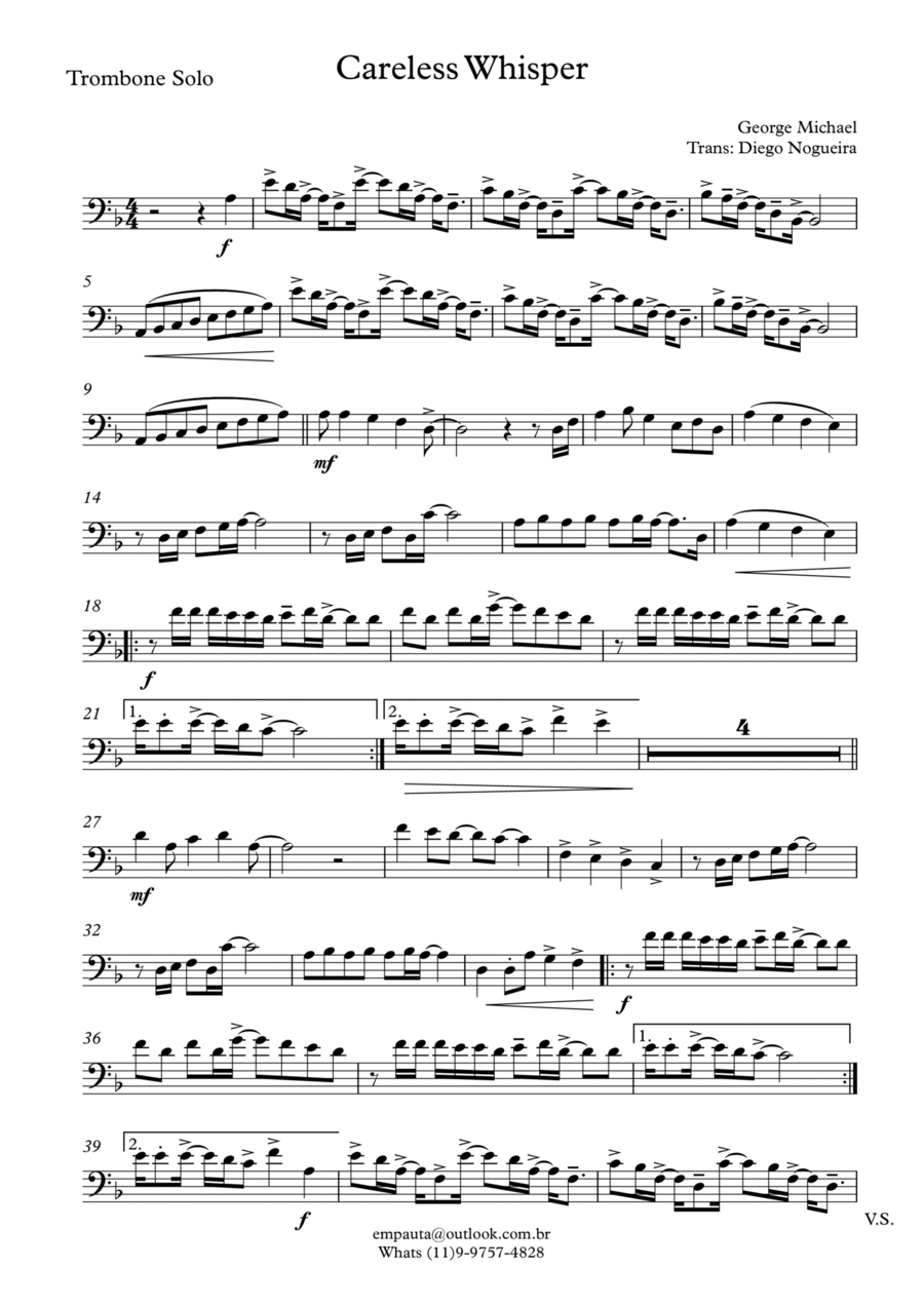 Careless Trombone Solo scores gallery preview page 1