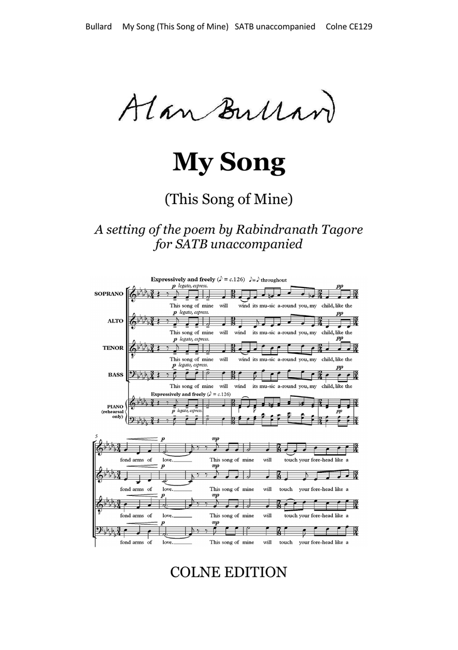 My Song (This Song of Mine) for SATB unaccompanied 4-Part scores gallery preview page 1