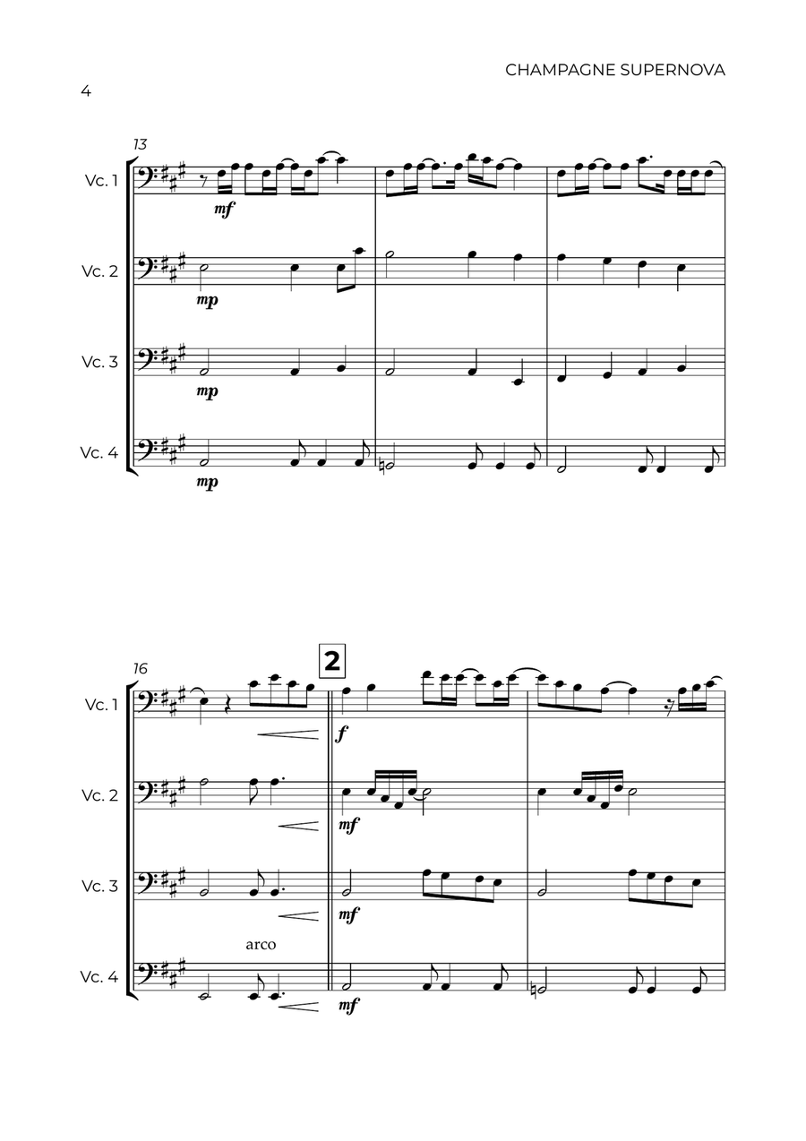 Champagne Supernova String Quartet scores gallery preview page 4