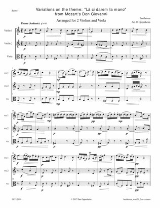 Beethoven: Variations on the theme "Là ci darem la mano" (from Mozart's Don Giovanni) Arranged for