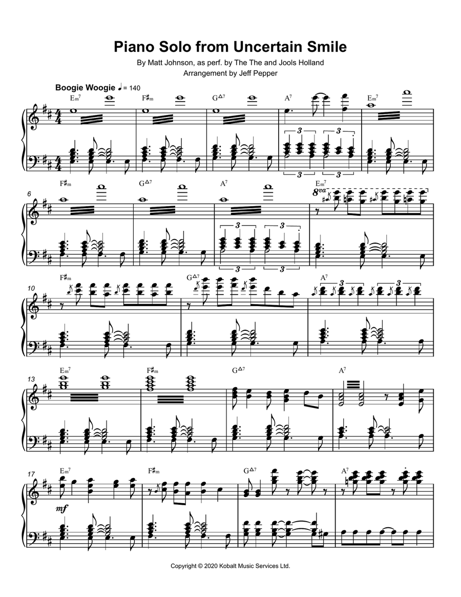 Uncertain Smile Piano Solo scores gallery preview page 1