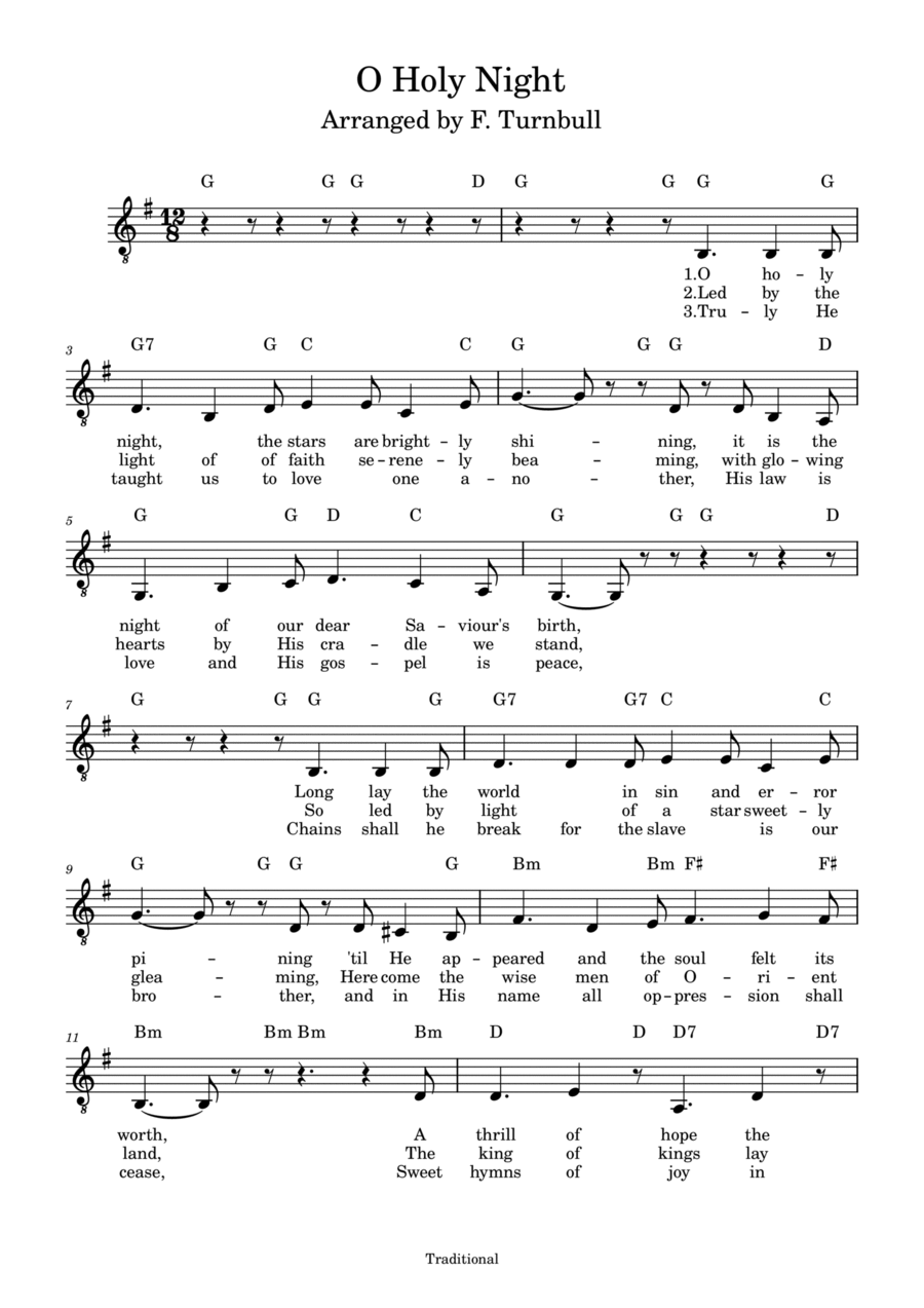 O Holy Night O Holy Night Piano, Vocal, Guitar scores gallery preview page 1