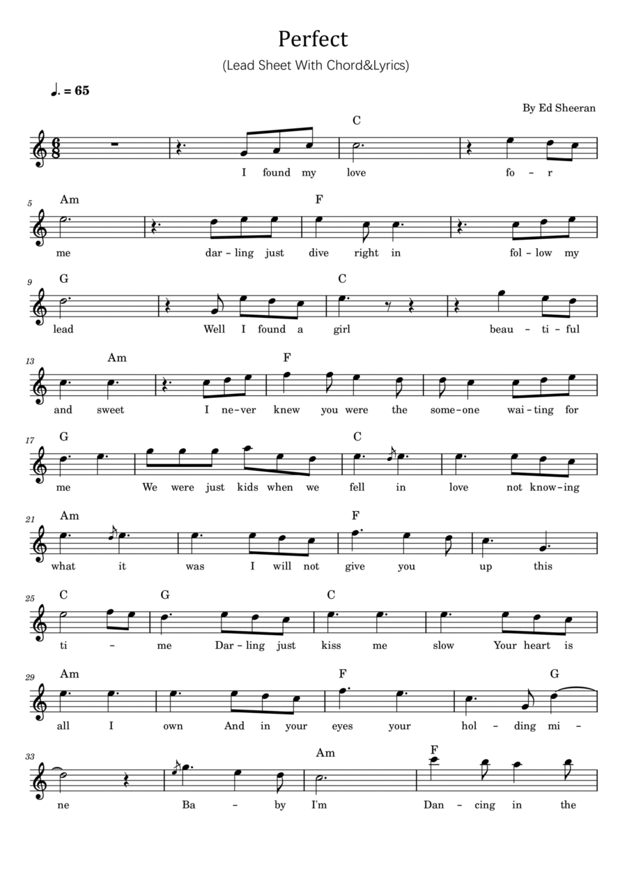 Perfect Perfect Piano Solo scores gallery preview page 1