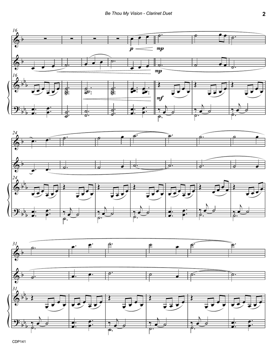 BE THOU MY VISION - CLARINET DUET with Piano Accompaniment Clarinet Duet scores gallery preview page 2