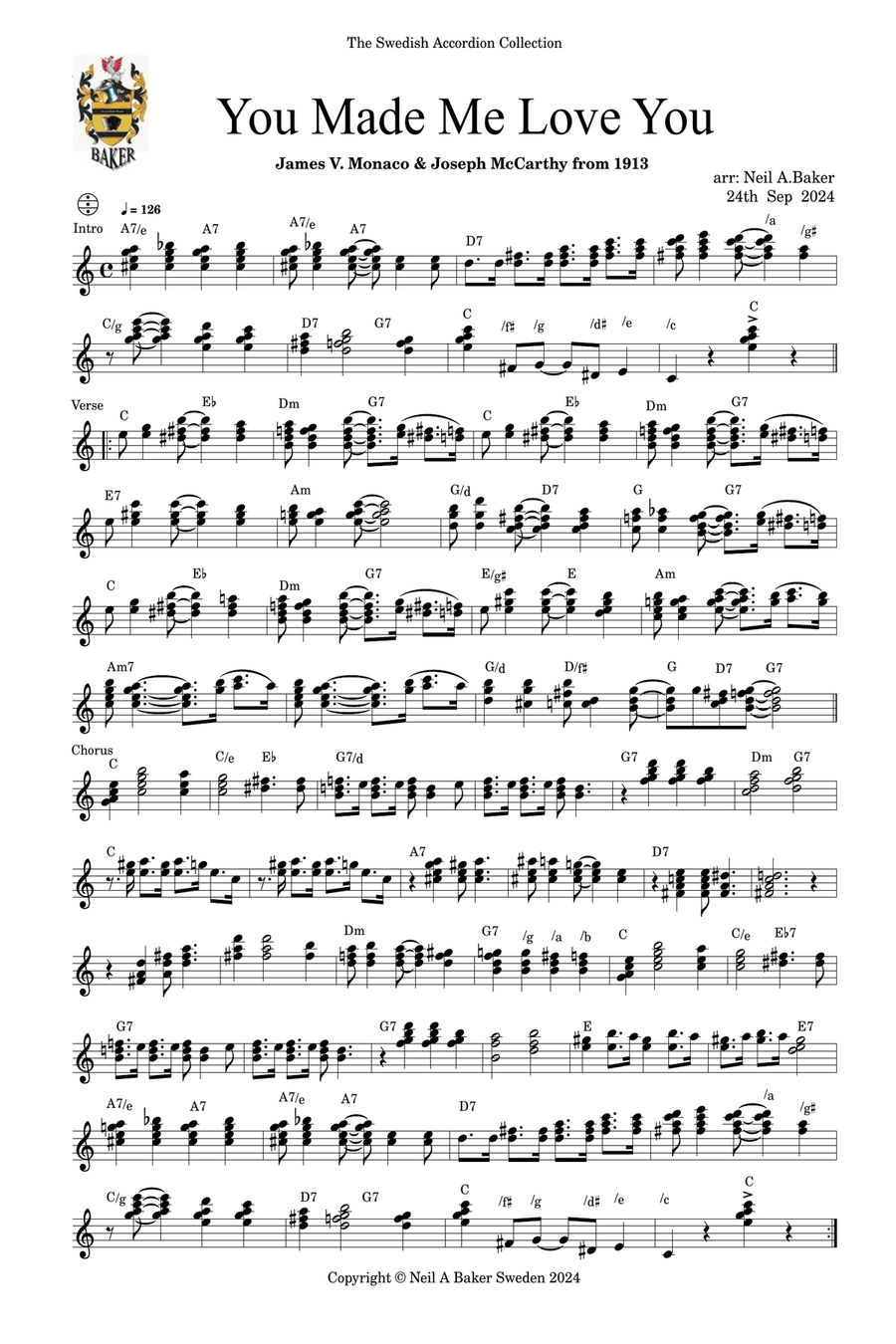 You Made Me Love You Accordion scores gallery preview page 1