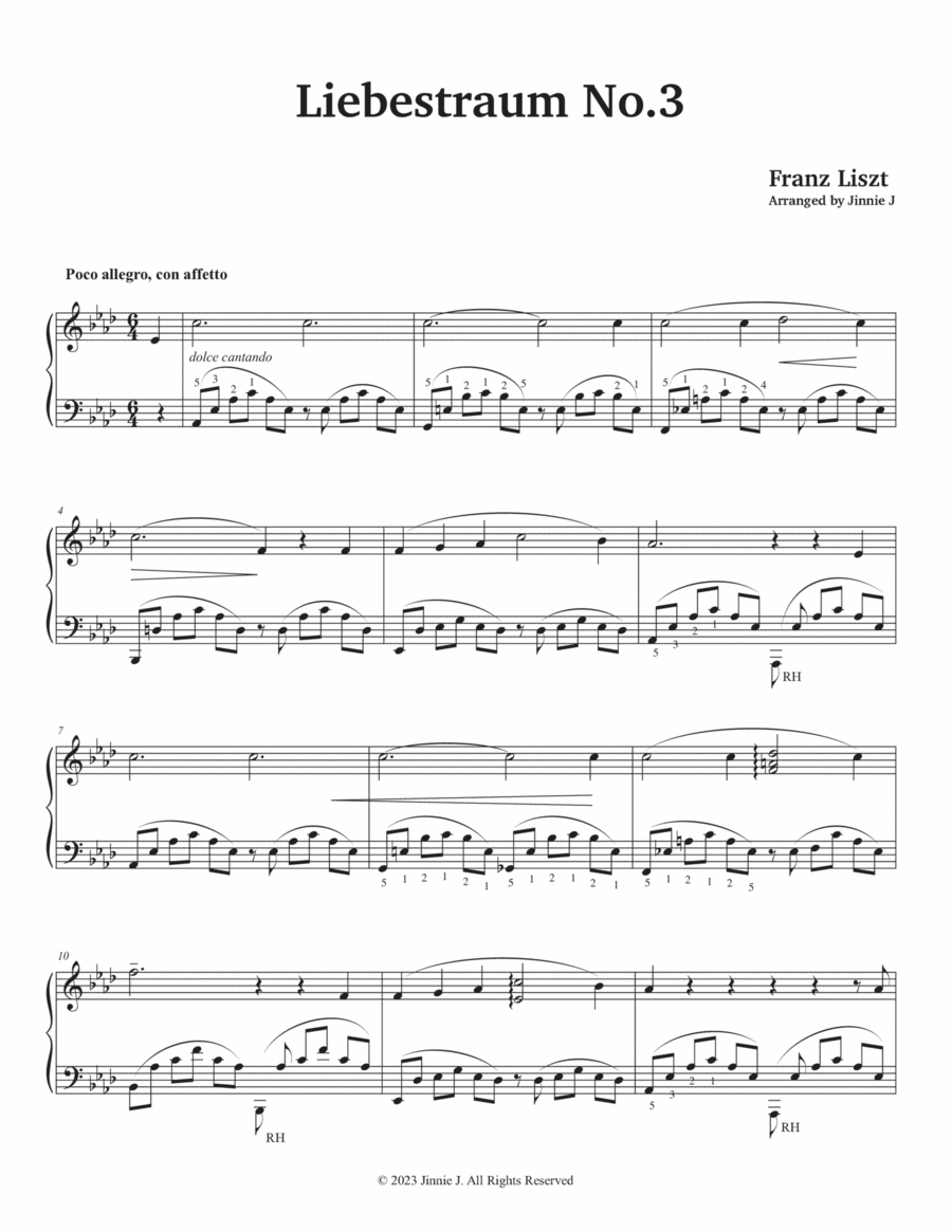 Liebestraum No. 3 (Intermediate Level) Piano Solo scores gallery preview page 1