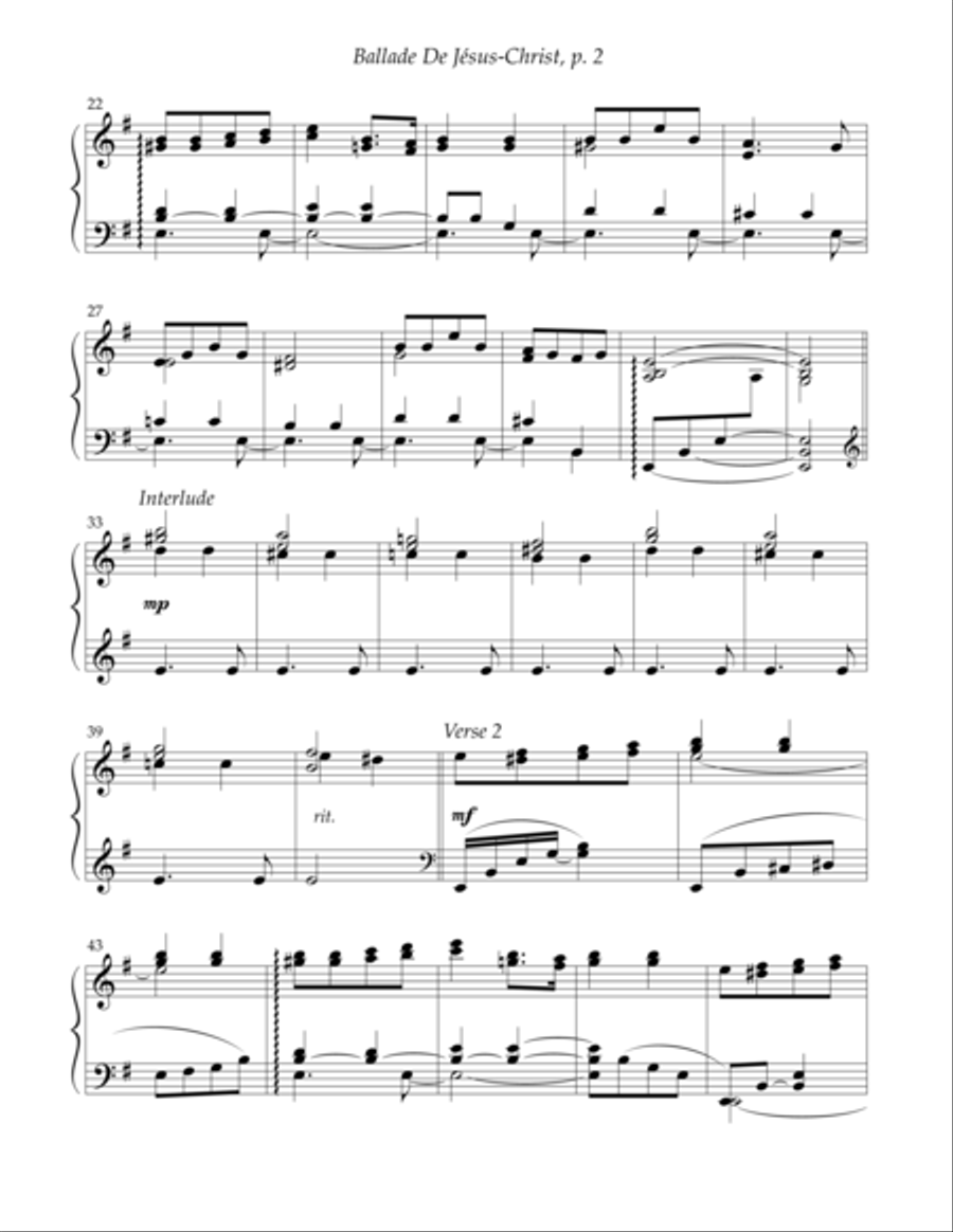 Ballade De Jesus-Christ Piano Solo scores gallery preview page 2