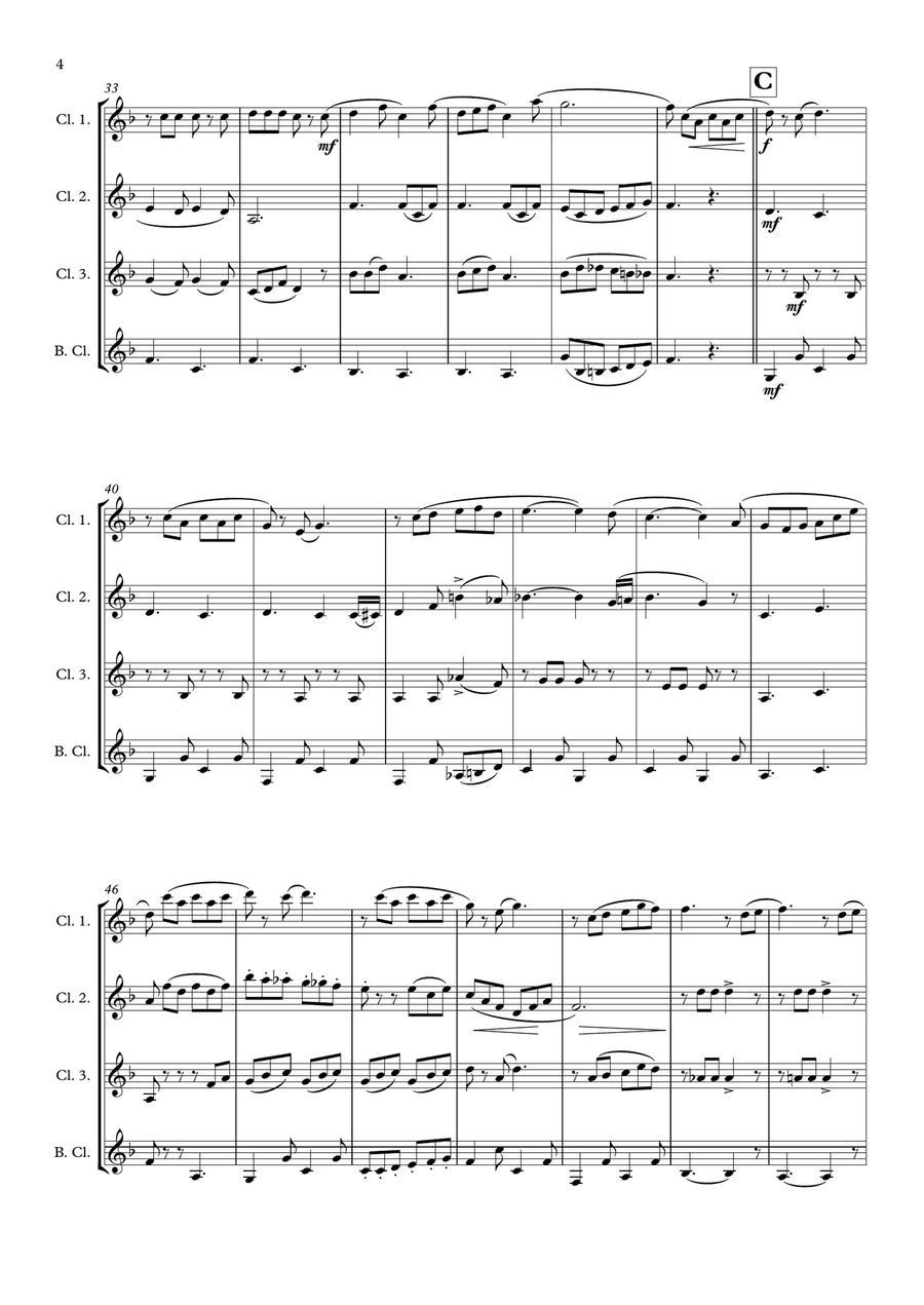 The Teddy Bears' Picnic - Clarinet Quartet The Teddy Bears' Picnic - Clarinet Quartet Clarinet Quartet scores gallery preview page 4