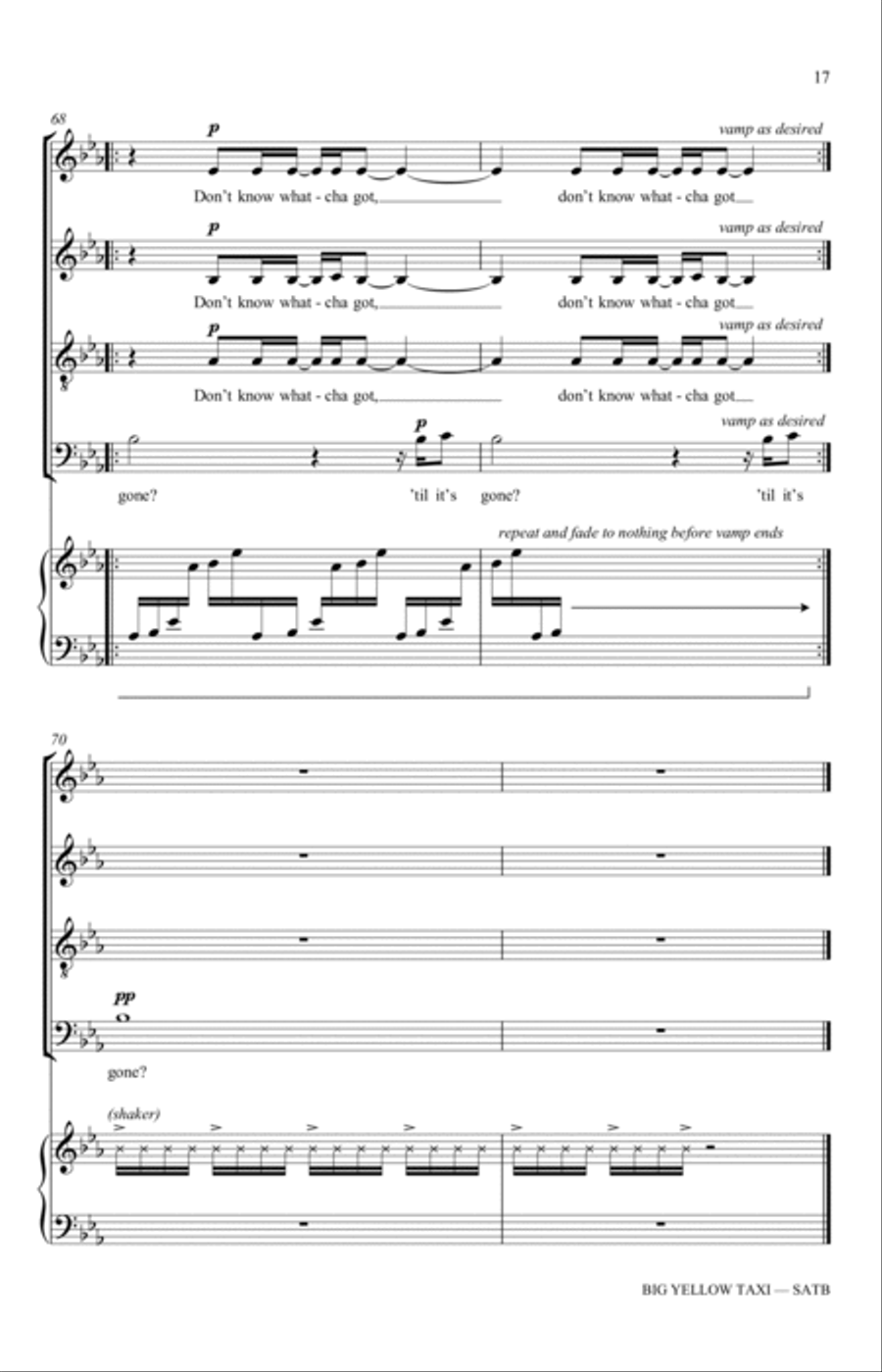 Big Yellow Taxi (arr. Adam and Matt Podd) 4-Part scores gallery preview page 17