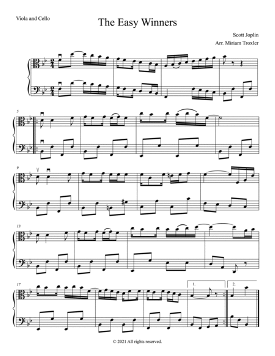 Scott Joplin Duets for Viola and Cello String Duet scores gallery preview page 3