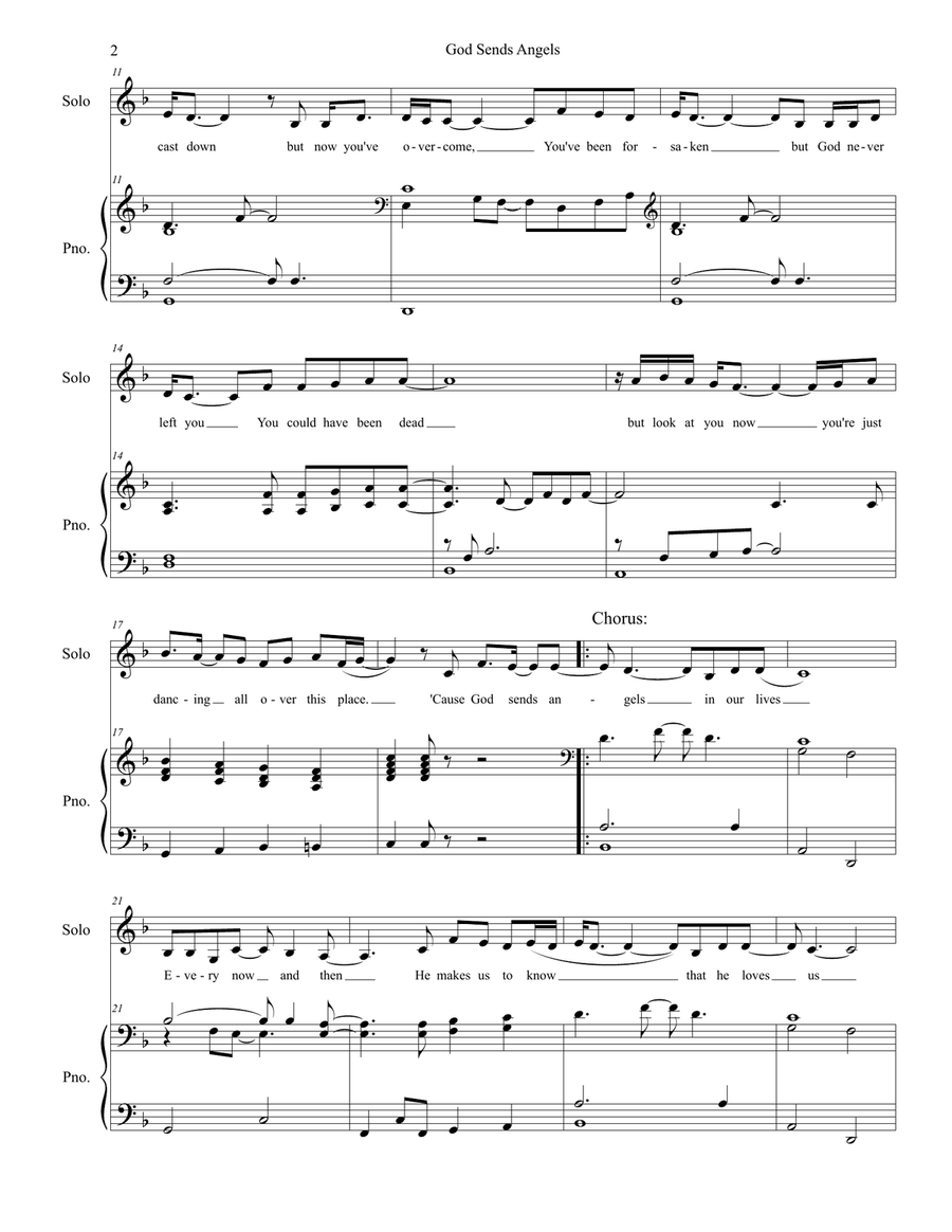 God Sends Angels God Sends Angels Piano Solo scores gallery preview page 2