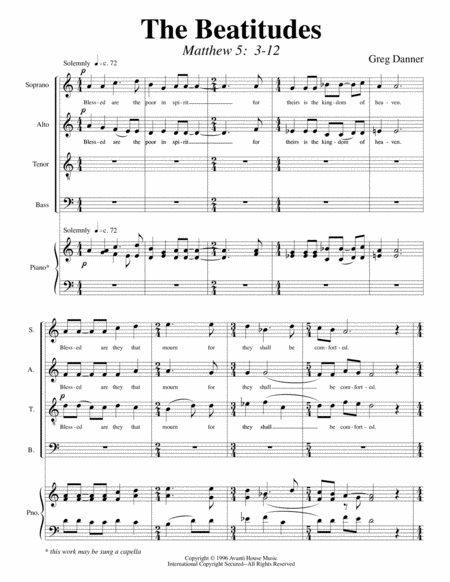The Beatitudes by Greg Danner Choir - Digital Sheet Music