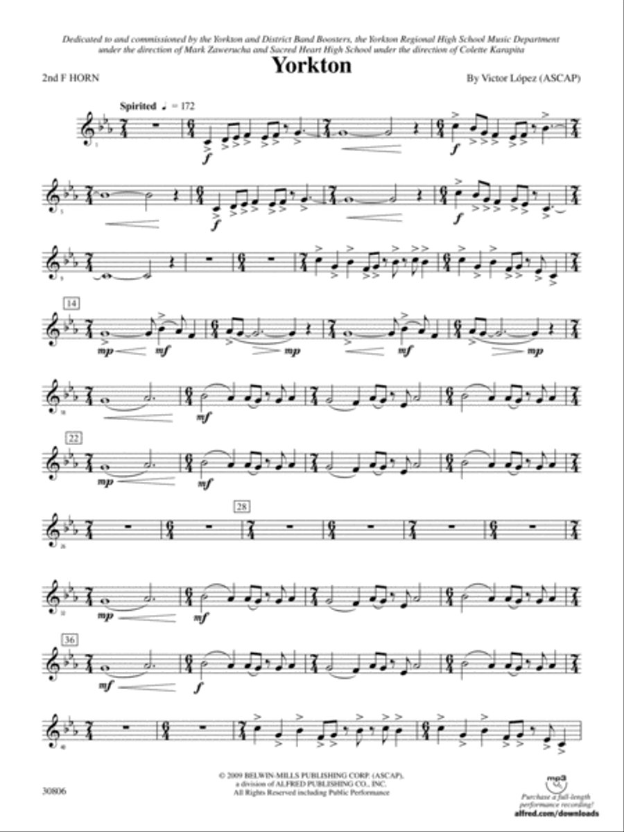 Yorkton: 2nd F Horn Concert Band scores gallery preview page 1