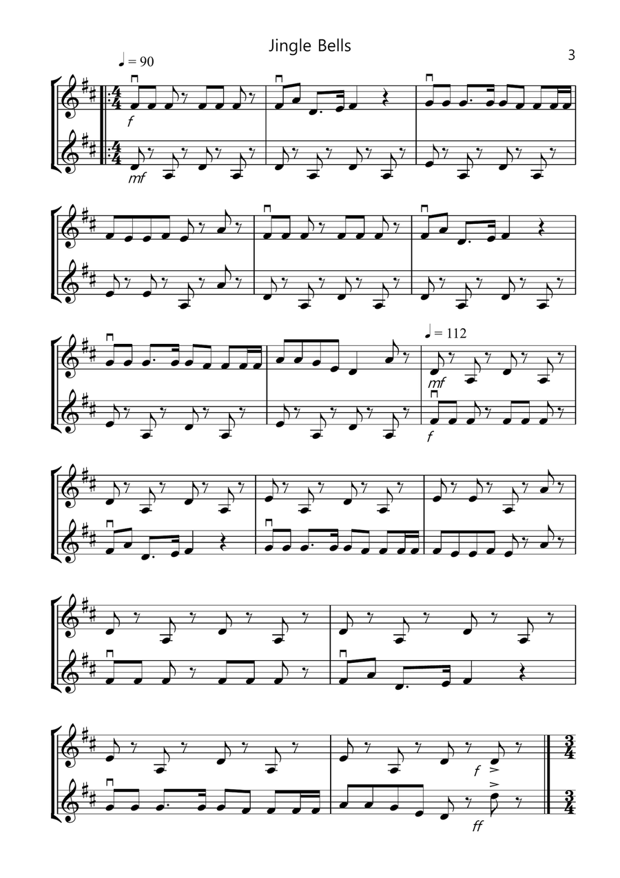 8 Easy Christmas Duets for Violin String Duet scores gallery preview page 3