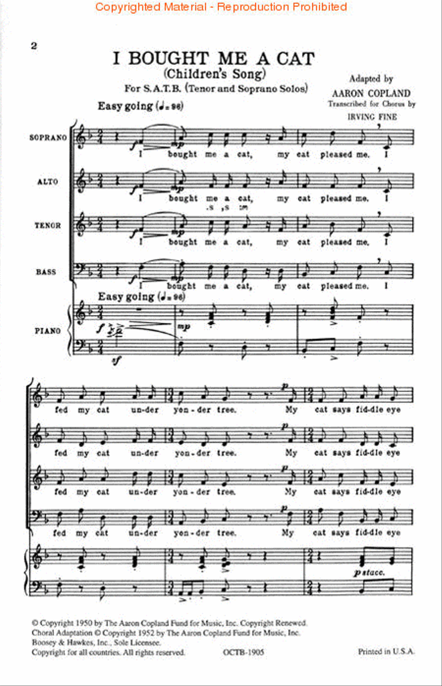 I Bought Me a Cat 4-Part scores gallery preview page 2