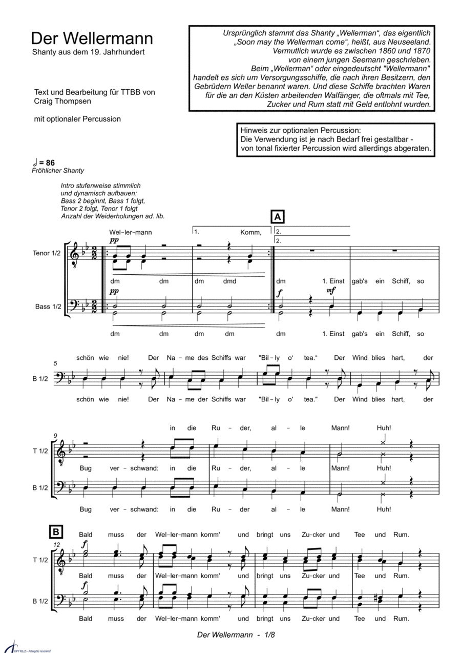 Der Wellerman - the wellerman in german TTBB scores gallery preview page 1