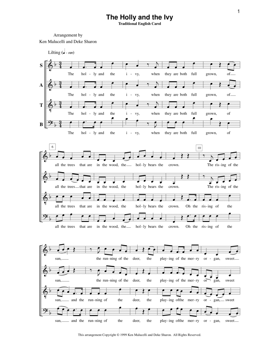 The Holly and the Ivy 4-Part scores gallery preview page 1