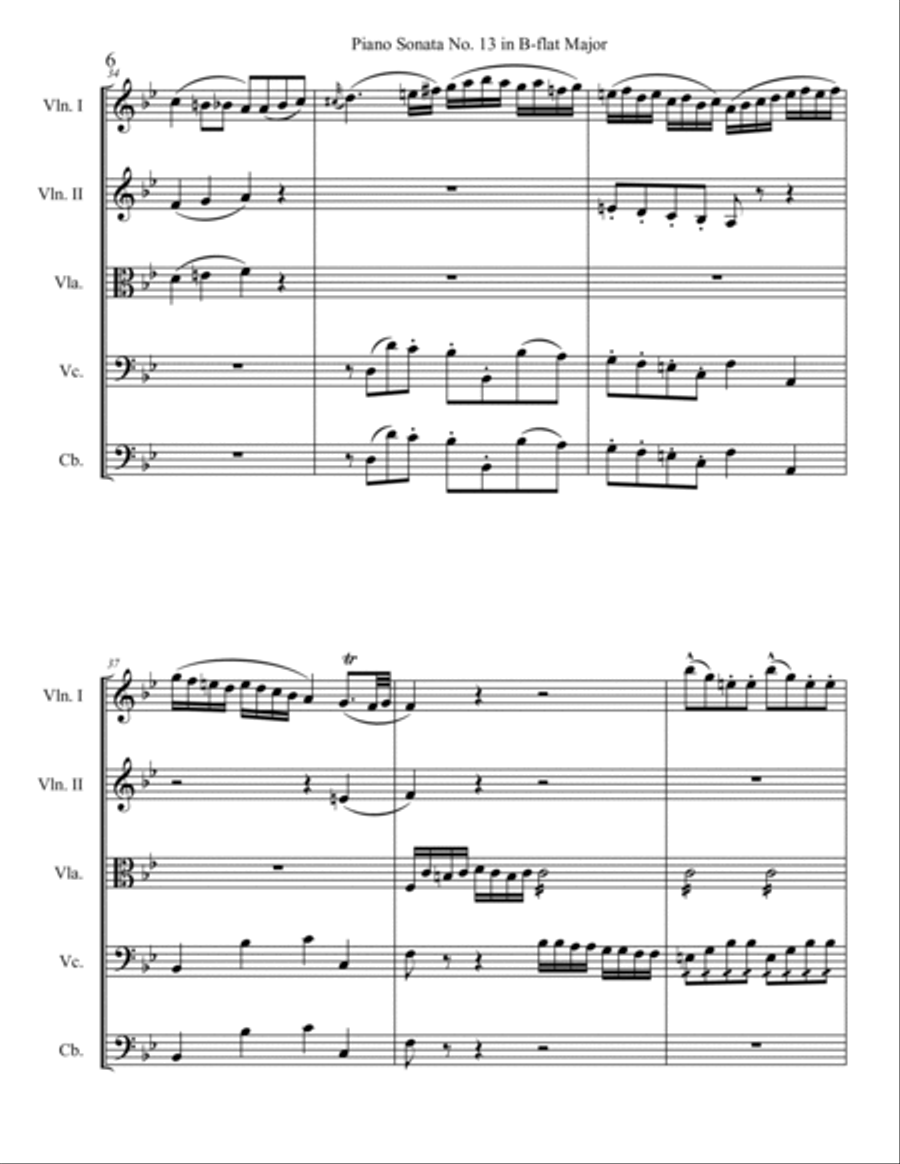 Piano Sonata No. 13, Movement 1 String Orchestra scores gallery preview page 6