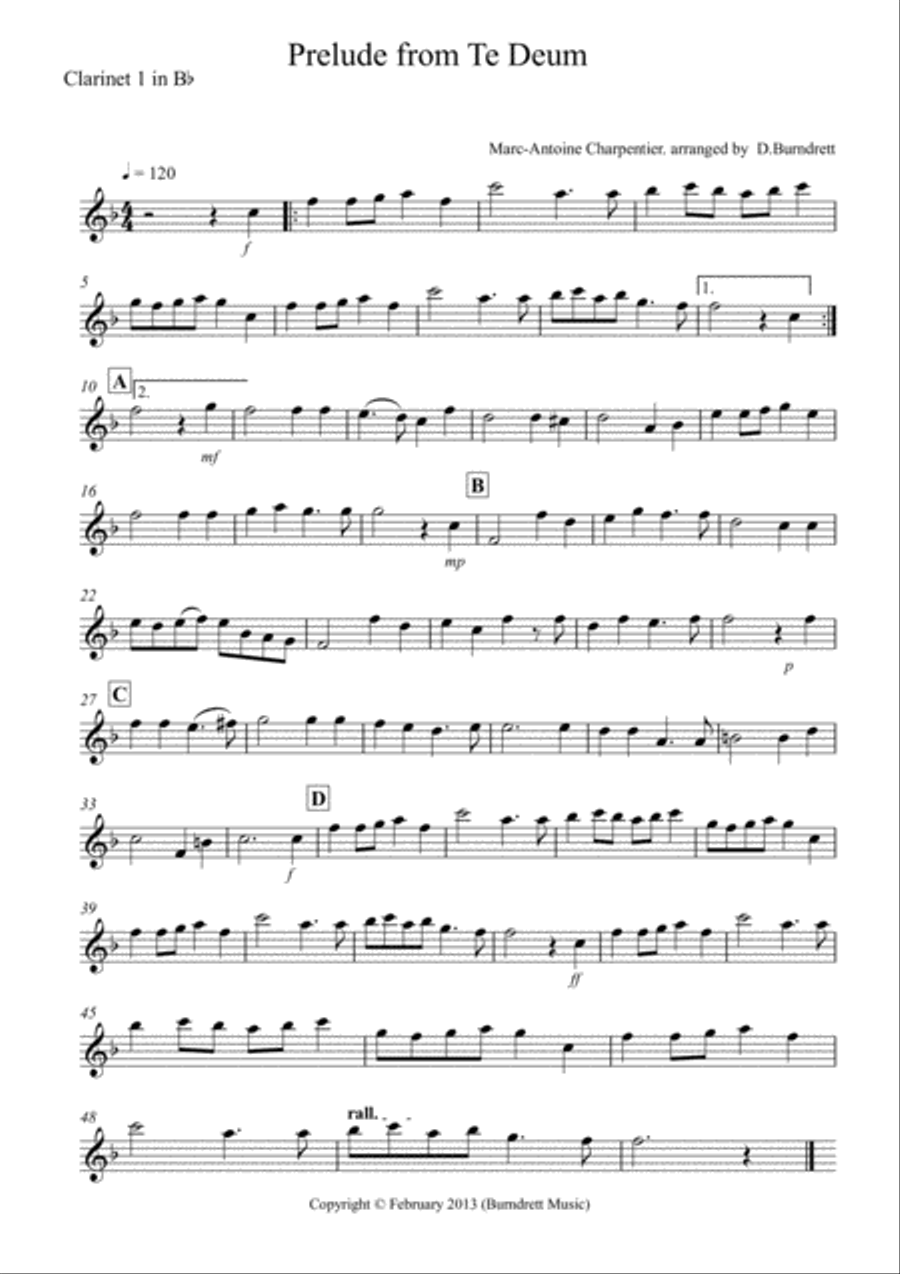 Prelude from Te Deum for Clarinet Quartet Clarinet Quartet scores gallery preview page 4