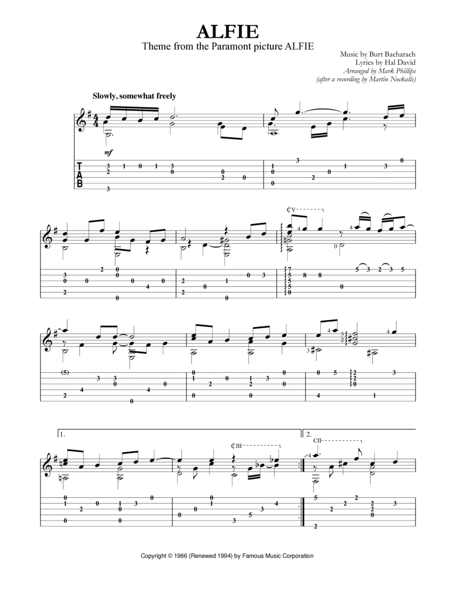 Alfie Alfie Electric Guitar scores gallery preview page 1