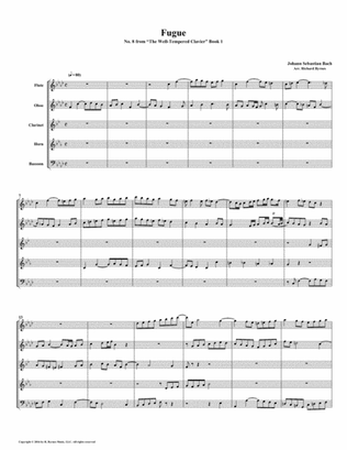 Fugue 08 from Well-Tempered Clavier, Book 1 (Woodwind Quintet)