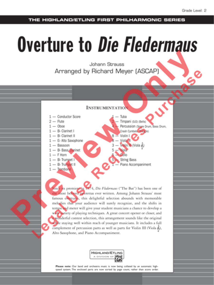 Overture to Die Fledermaus Full Orchestra scores gallery preview page 2