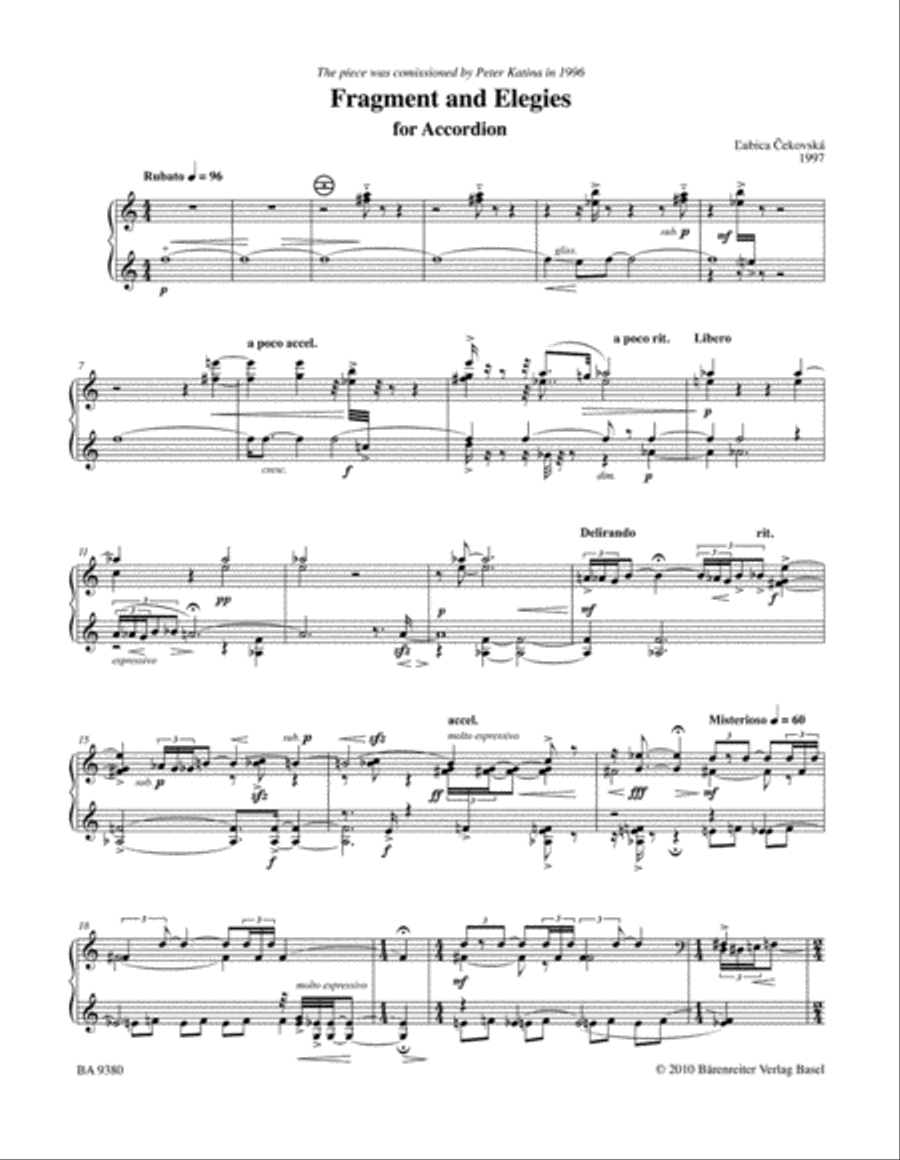 Fragment and Elegies for Accordion Accordion scores gallery preview page 2