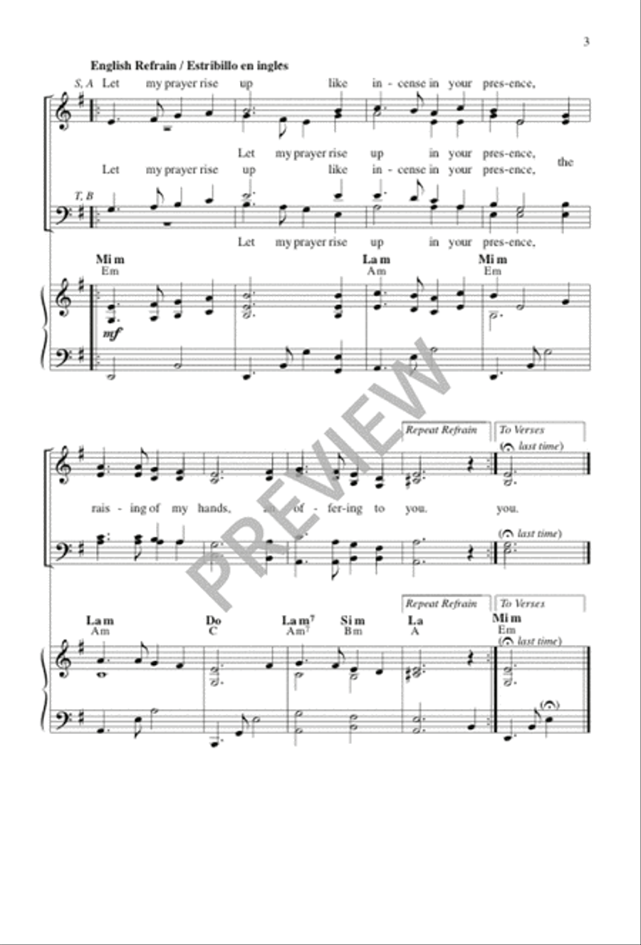 Suba Mi Oración / Let My Prayer Rise Up 4-Part scores gallery preview page 3