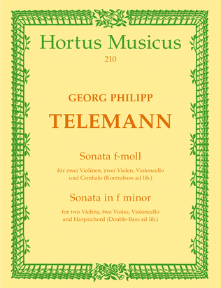 Book cover for Sonate for 2 Violins, 2 Violas, Violoncello and Basso continuo f minor TWV 44 : 32