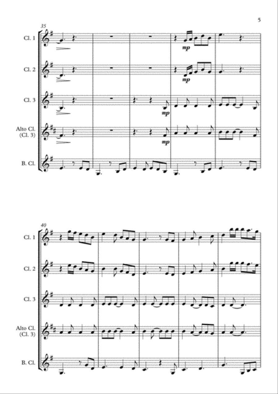 Hallelujah Clarinet Quartet scores gallery preview page 5