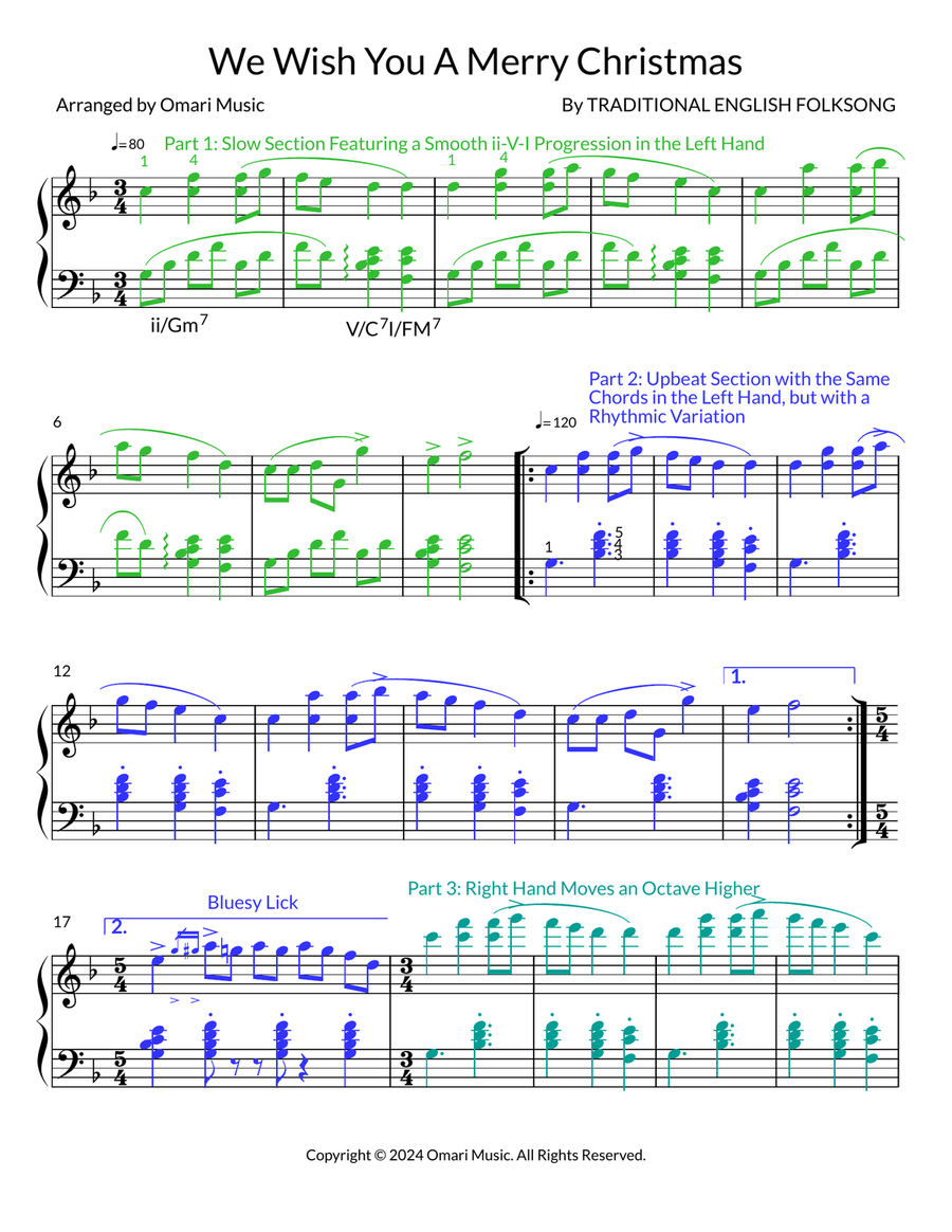 We Wish you A Merry Christmas Piano Solo scores gallery preview page 1