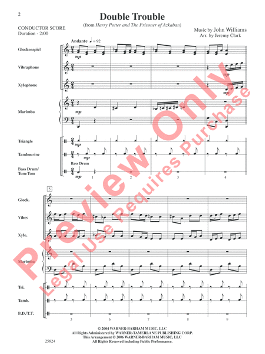 Double Trouble (from Harry Potter and the Prisoner of Azkaban) Percussion Ensemble scores gallery preview page 3