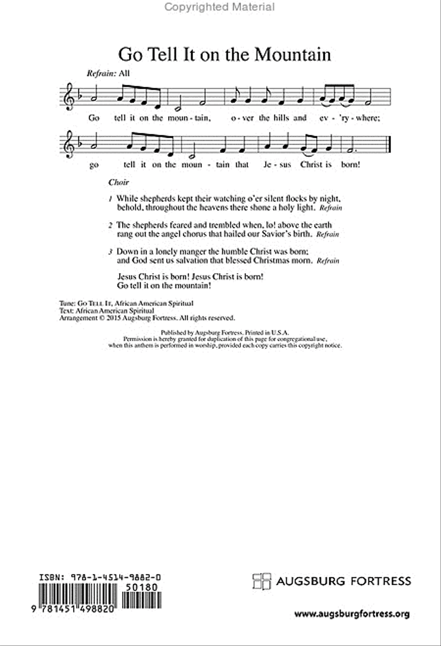 Go Tell It on the Mountain 4-Part scores gallery preview page 9