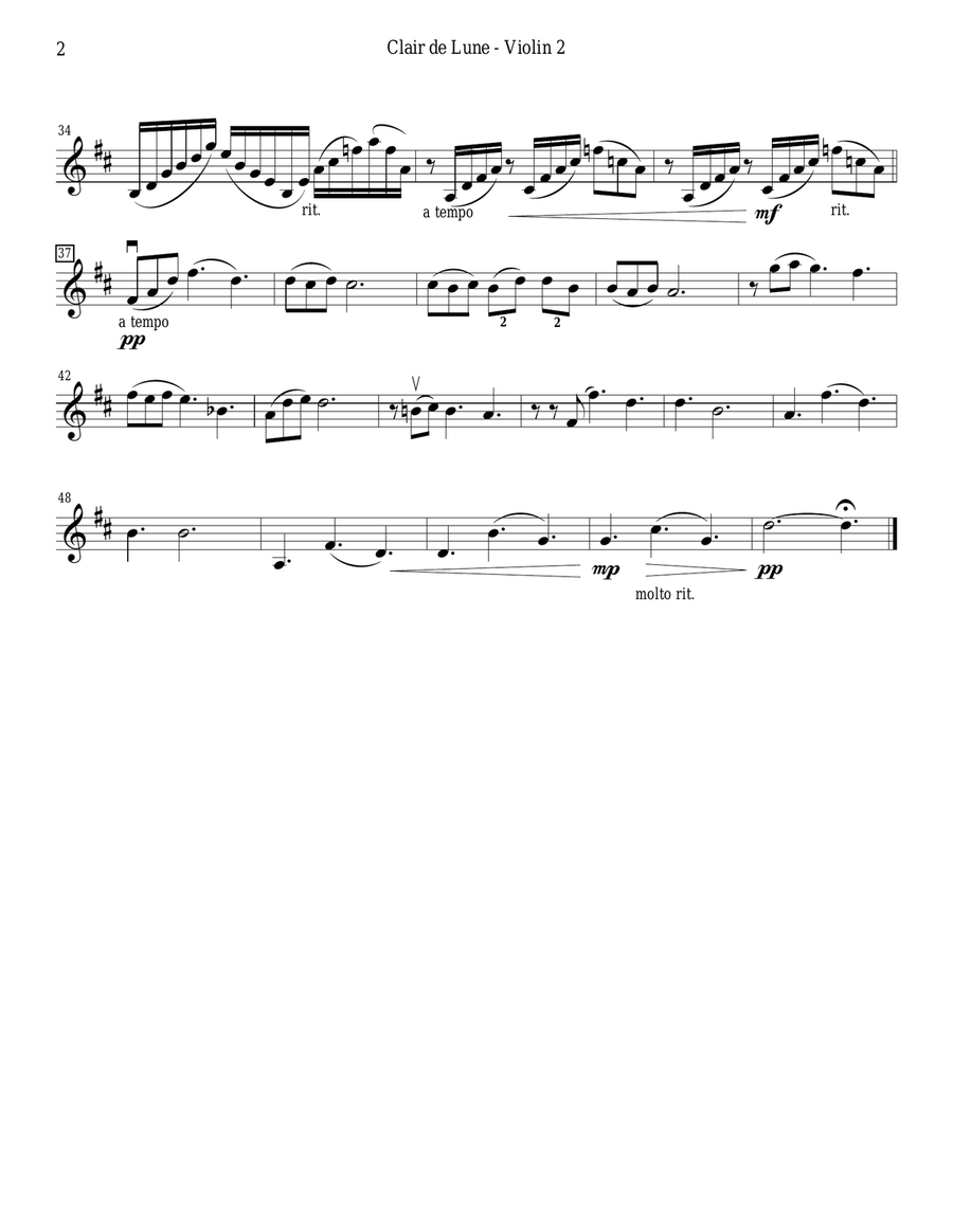 Clair de Lune (Debussy) Easy String Quartet or Quintet String Quartet scores gallery preview page 4