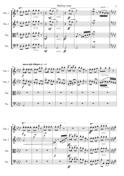 Railway Song (Auf de schwäb'sche Eisebahne) for string quartet image number null