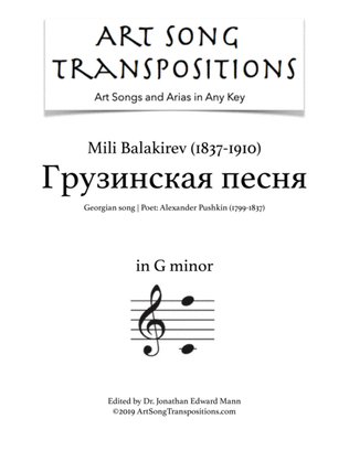 BALAKIREV: Грузинская песня (transposed to G minor, "Georgian song")