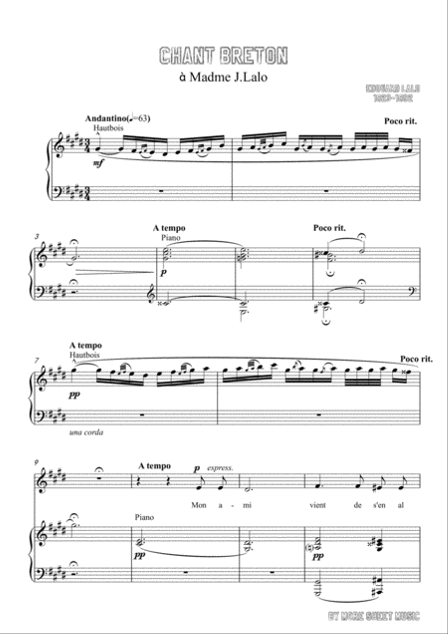 Lalo-Chant breton in c sharp minor,for Voice and Piano Lalo-Chant breton in c sharp minor,for Voice and Piano Voice Solo scores gallery preview page 3
