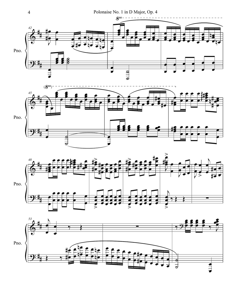 Wieniawski Polonaise No. 1 in D Major Piano Solo scores gallery preview page 5