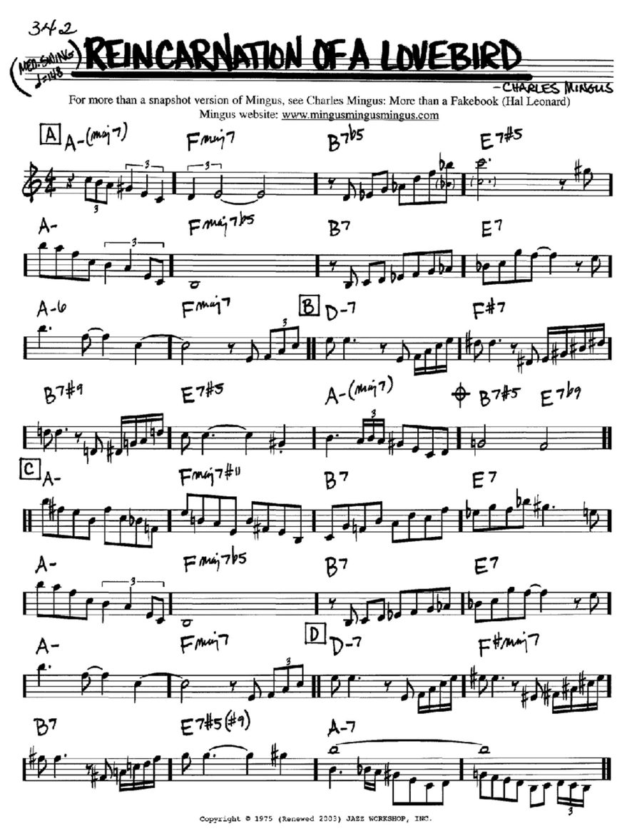 Reincarnation Of A Lovebird Piano scores gallery preview page 1