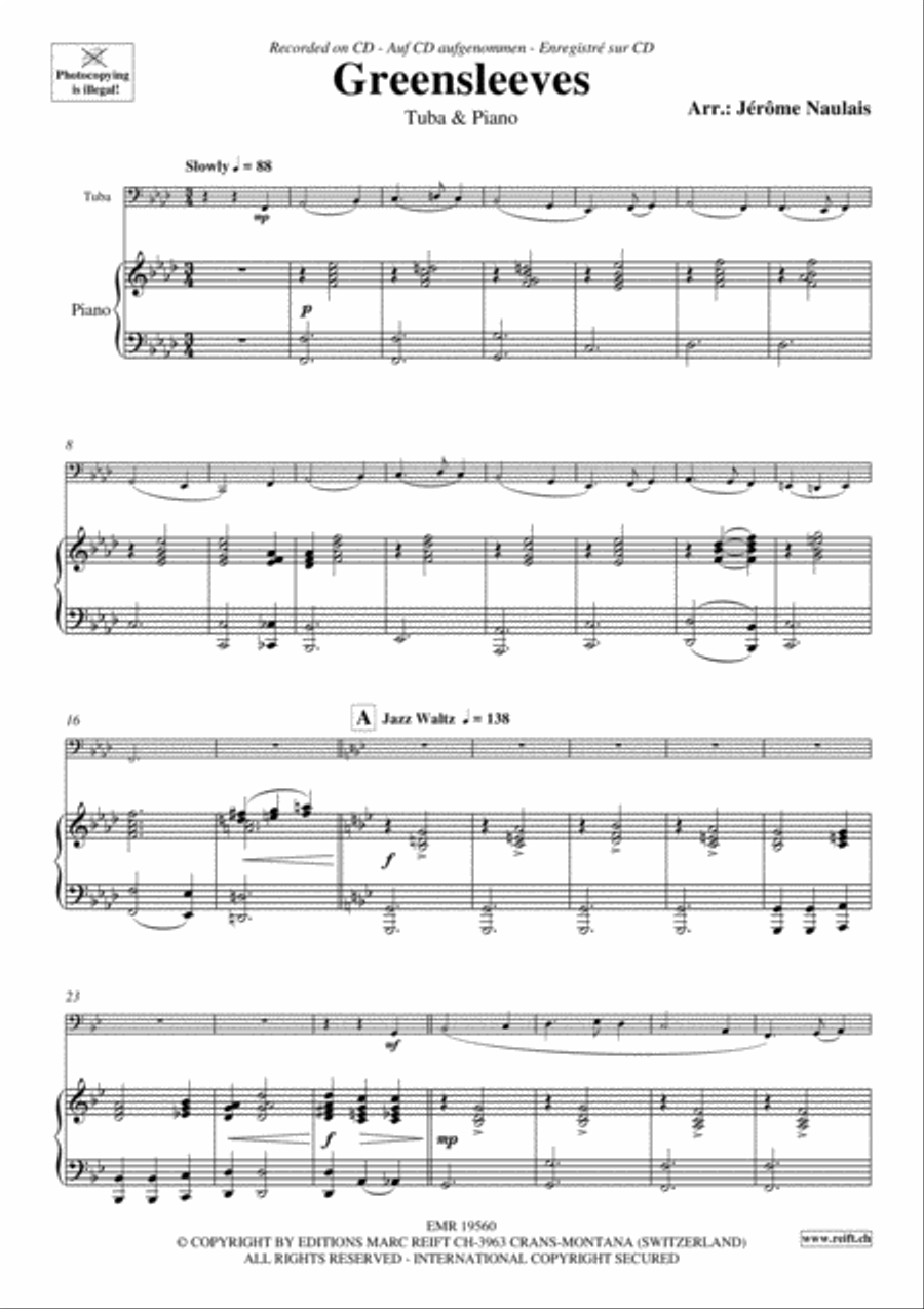 Greensleeves Tuba scores gallery preview page 4