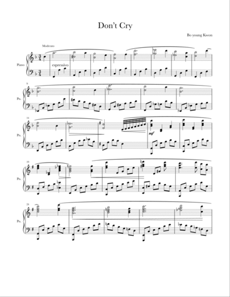 Don't Cry Piano Solo scores gallery preview page 2