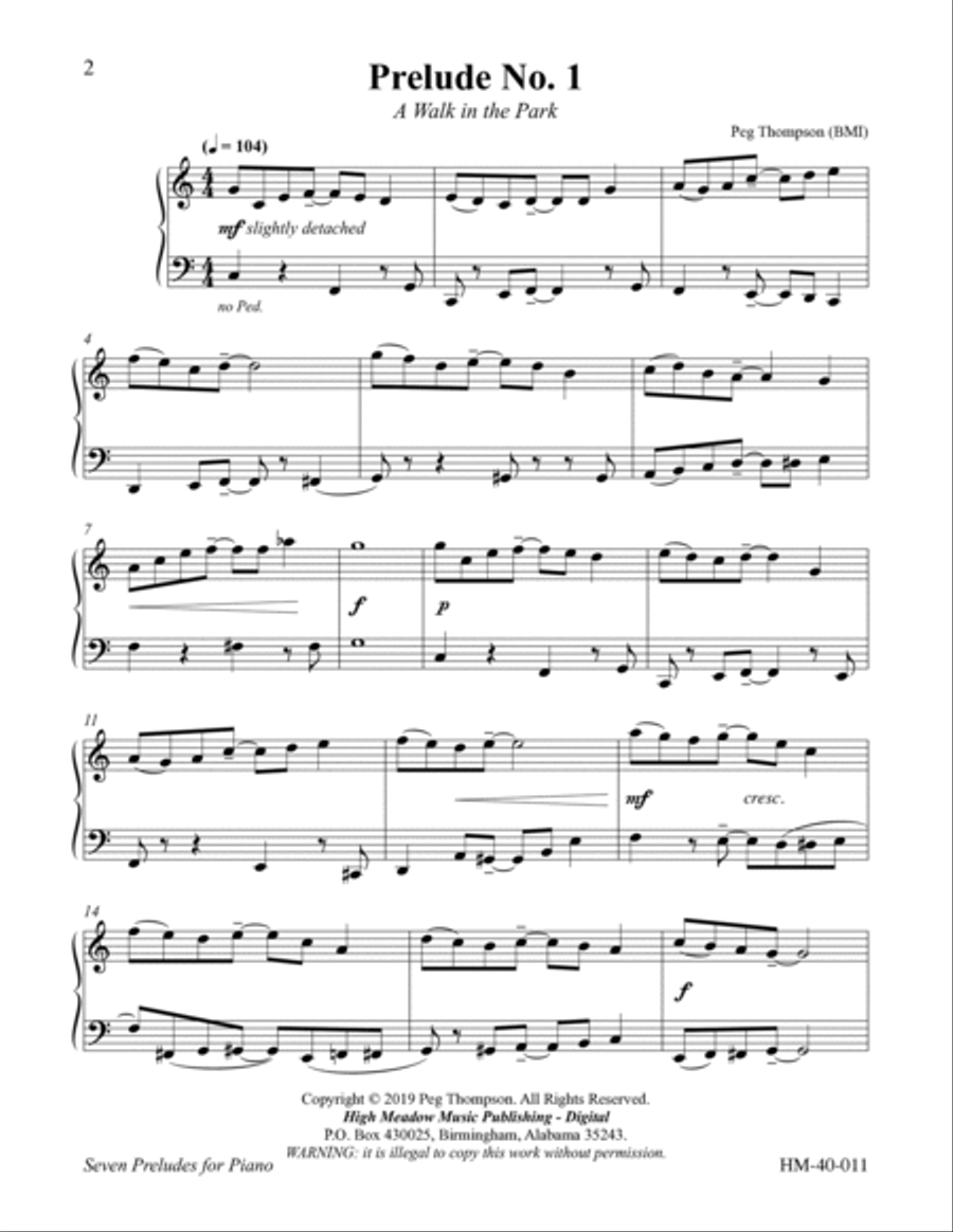 Seven Preludes for Piano Piano Method scores gallery preview page 2