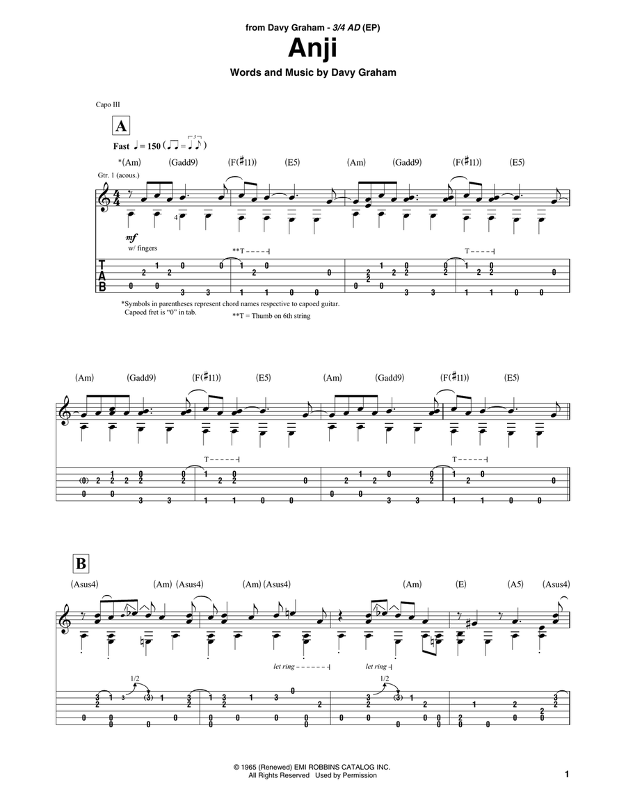 Anji Anji Acoustic Guitar scores gallery preview page 1