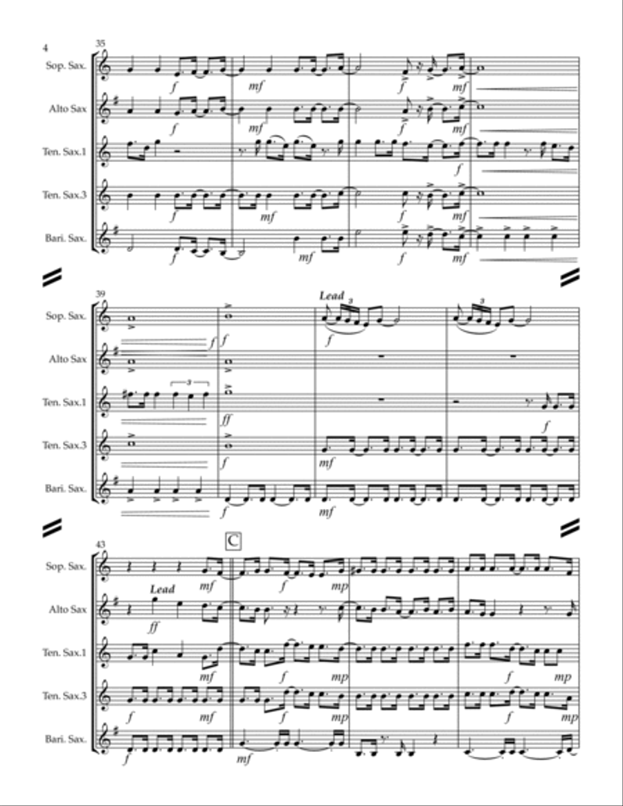 Build Me Up, Buttercup Saxophone Quintet scores gallery preview page 5