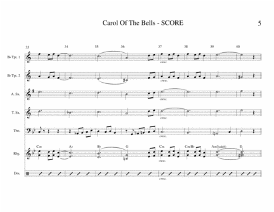 Carol Of The Bells (Jazz Band) Jazz Ensemble scores gallery preview page 5