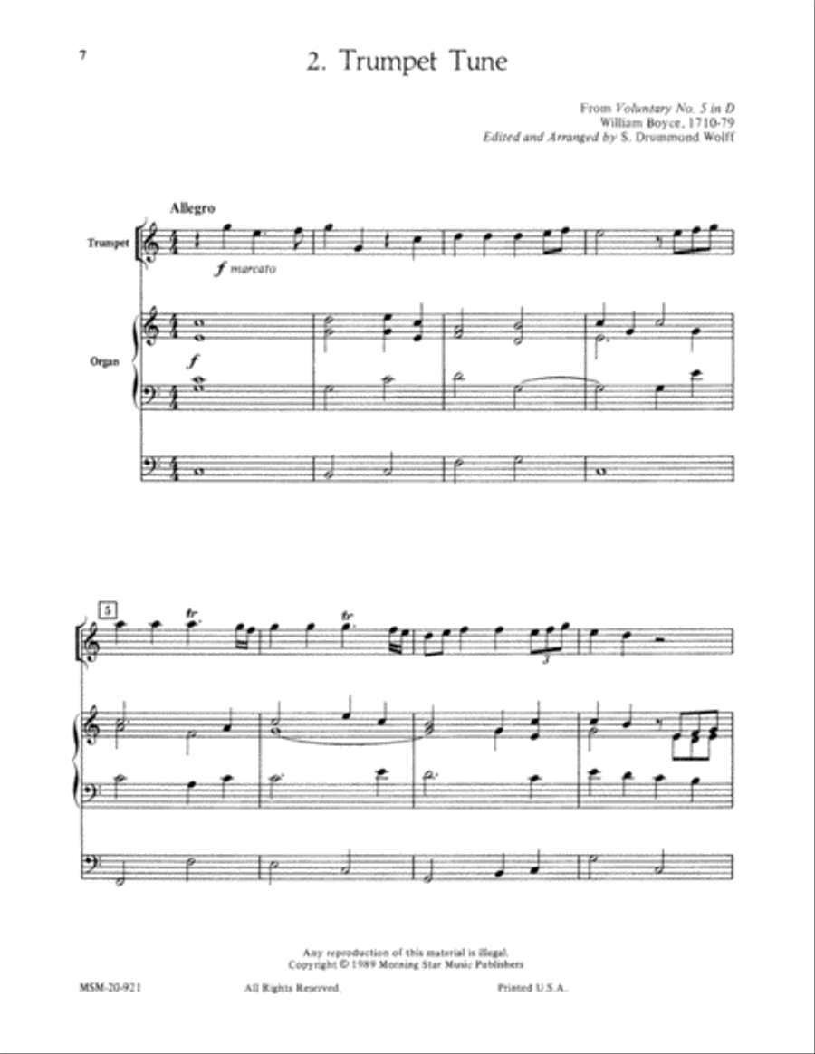 Three Trumpet Tunes for Solo Trumpet and Organ Trumpet Solo scores gallery preview page 6