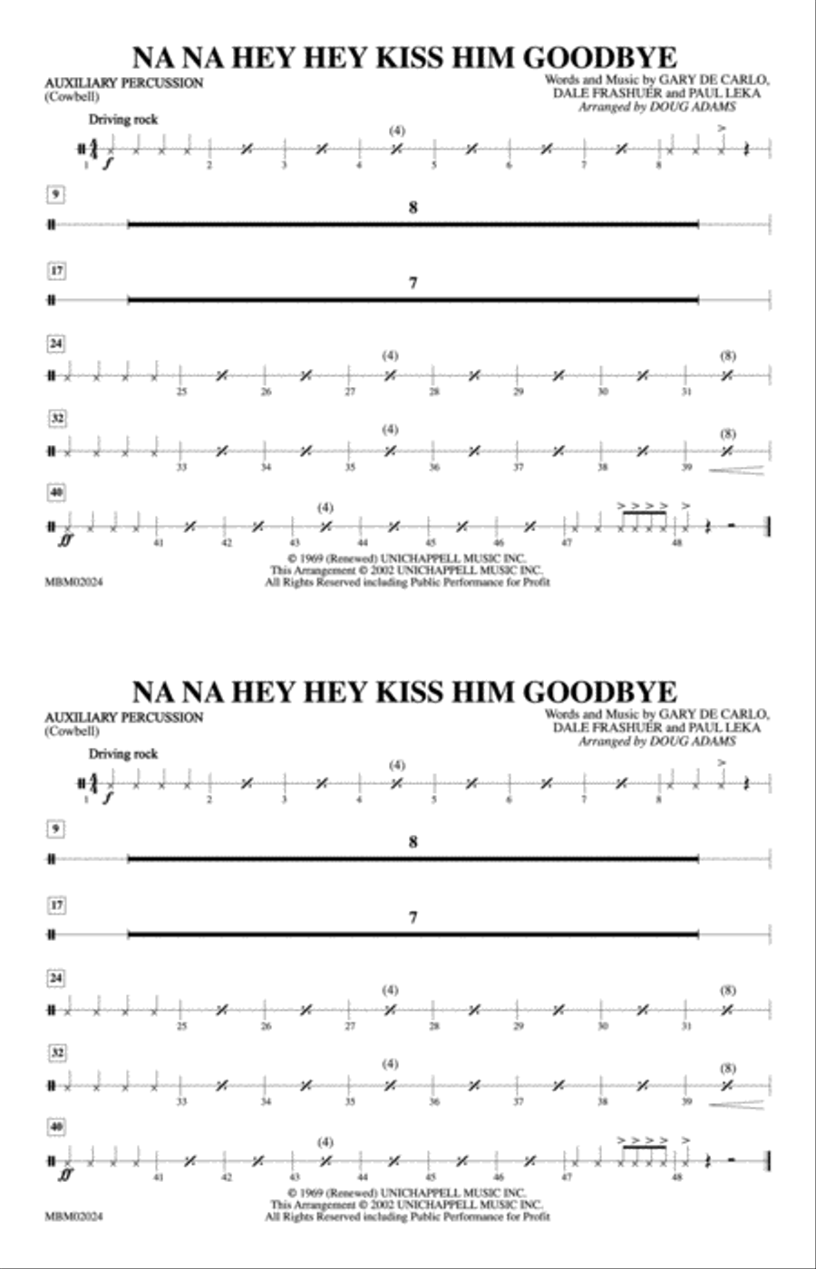 Na Na Hey Hey Kiss Him Goodbye: Auxiliary Percussion Marching Band scores gallery preview page 1