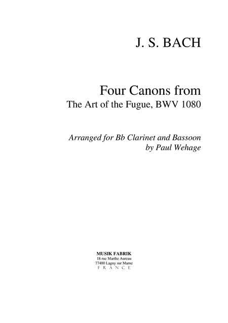 4 Canons from The Art of The Fugue BWV 1080