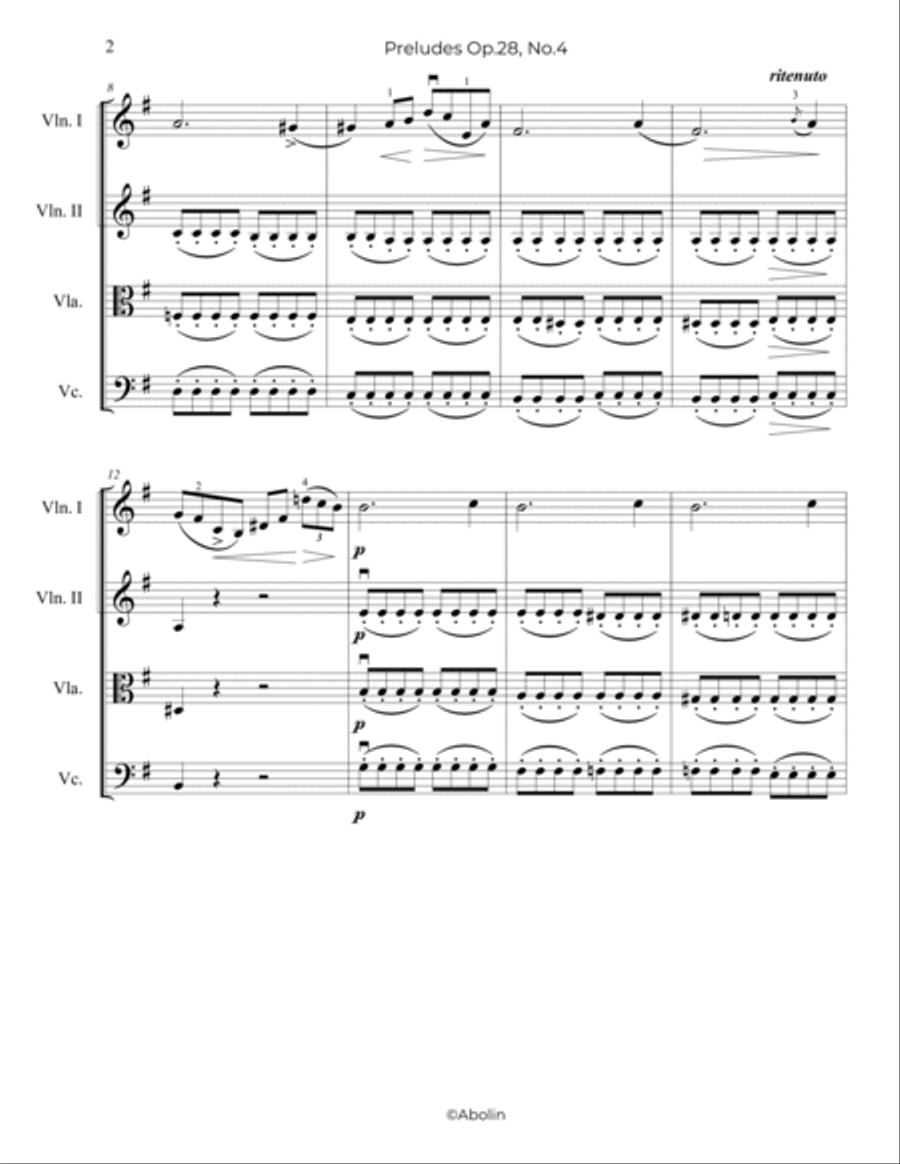 Chopin: Preludes Op.28, No.4 - String Quartet