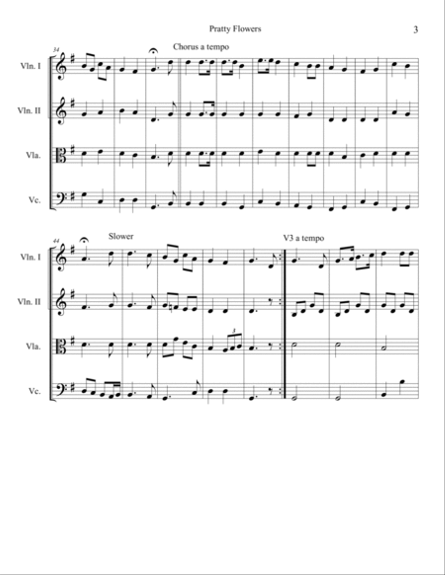 Pratty Flowers (Holmfirth Anthem) String Quartet scores gallery preview page 3